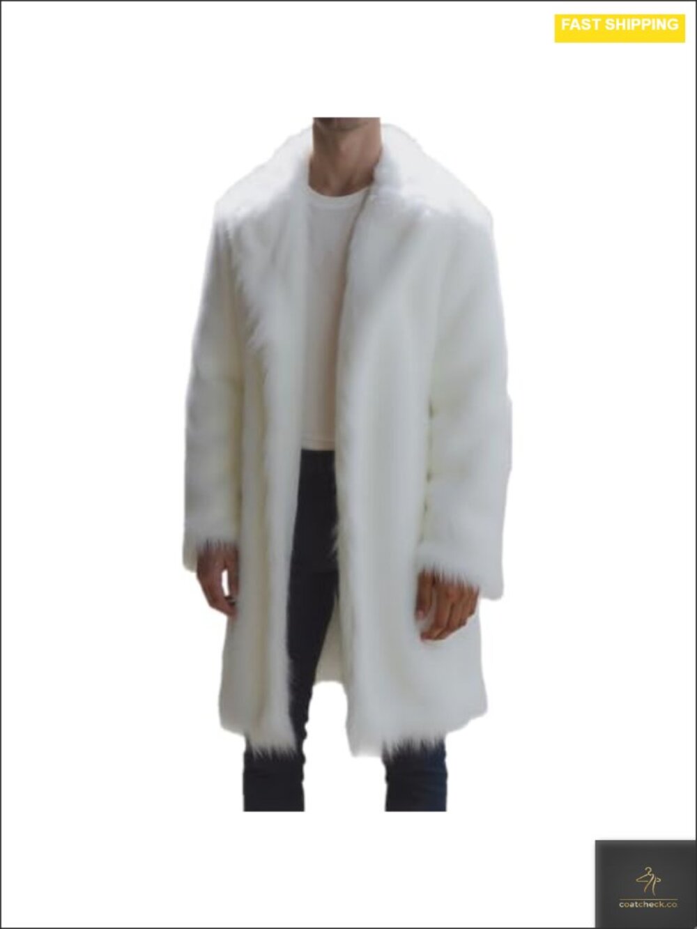 Men's Faux Fur Winter Jacket - Long Sleeve Overcoat w/ Fur Trim